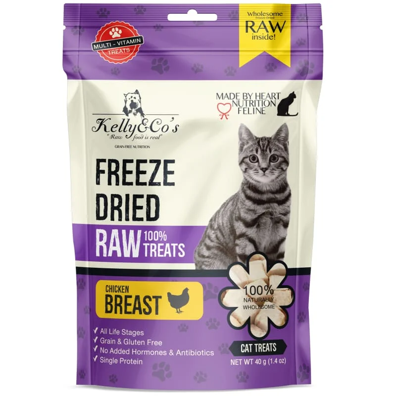   - Hairball control cat food  [2 FOR $14] Kelly & Co's Chicken Breast Freeze-Dried Raw Cat Treats 40g
