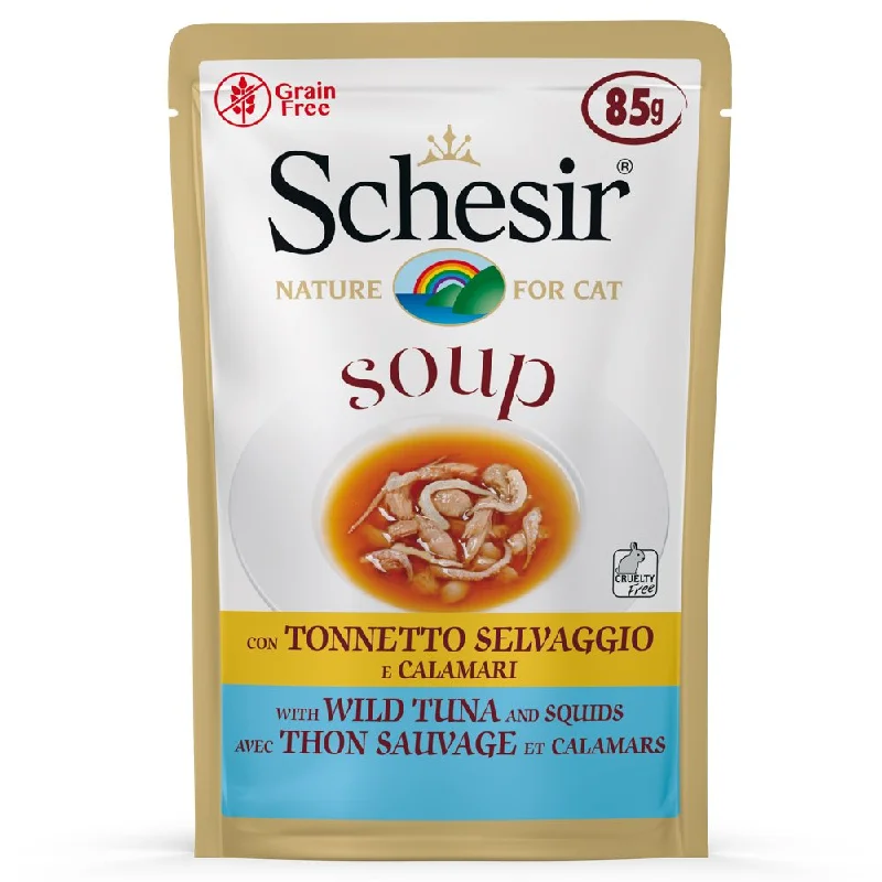 Schesir Soup With Wild Tuna & Squid Grain-Free Pouch Cat Food 85g x 12