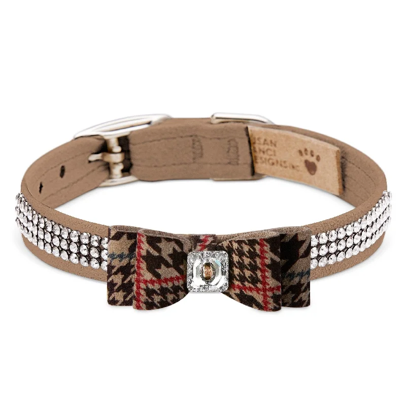 Glen Houndstooth Big Bow 3 Row Giltmore Collar